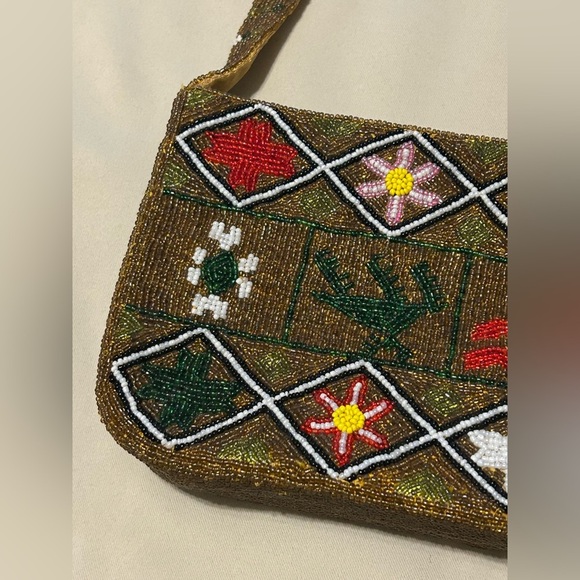 Unique Handcrafted Golden Beaded Purse - Picture 3 of 13